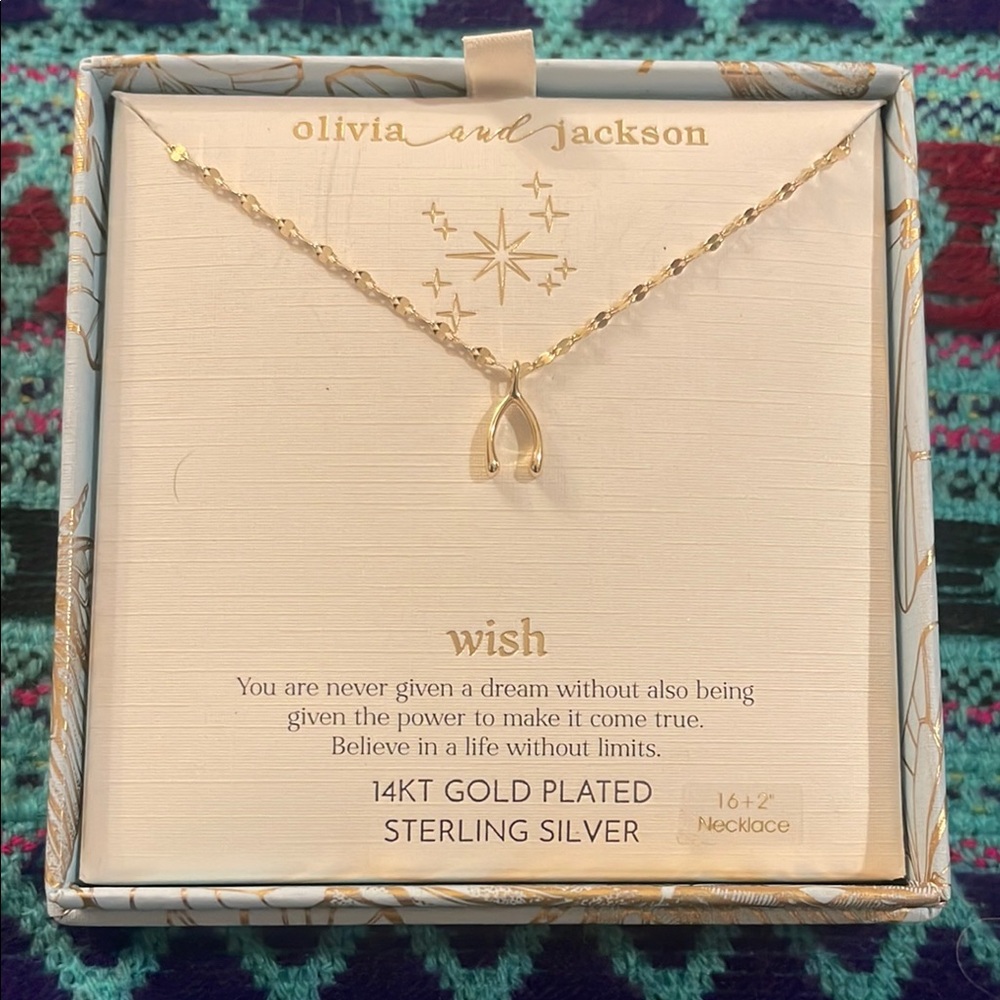BNWT ✨ Olivia and Jackson ✨Wish Necklace ✨ 14KT GOLD PLATTED STERLING SILVER ✨